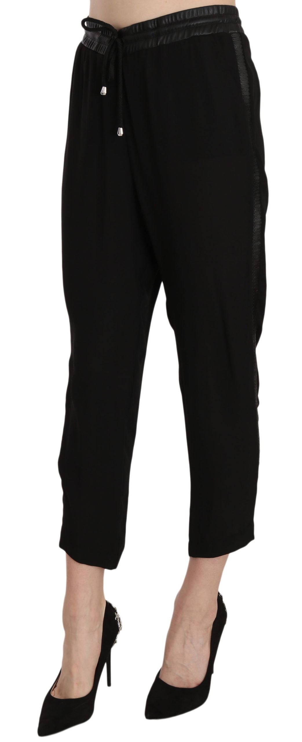 Guess Chic High Waist Cropped Pants in Elegant Black - Ora And Co.