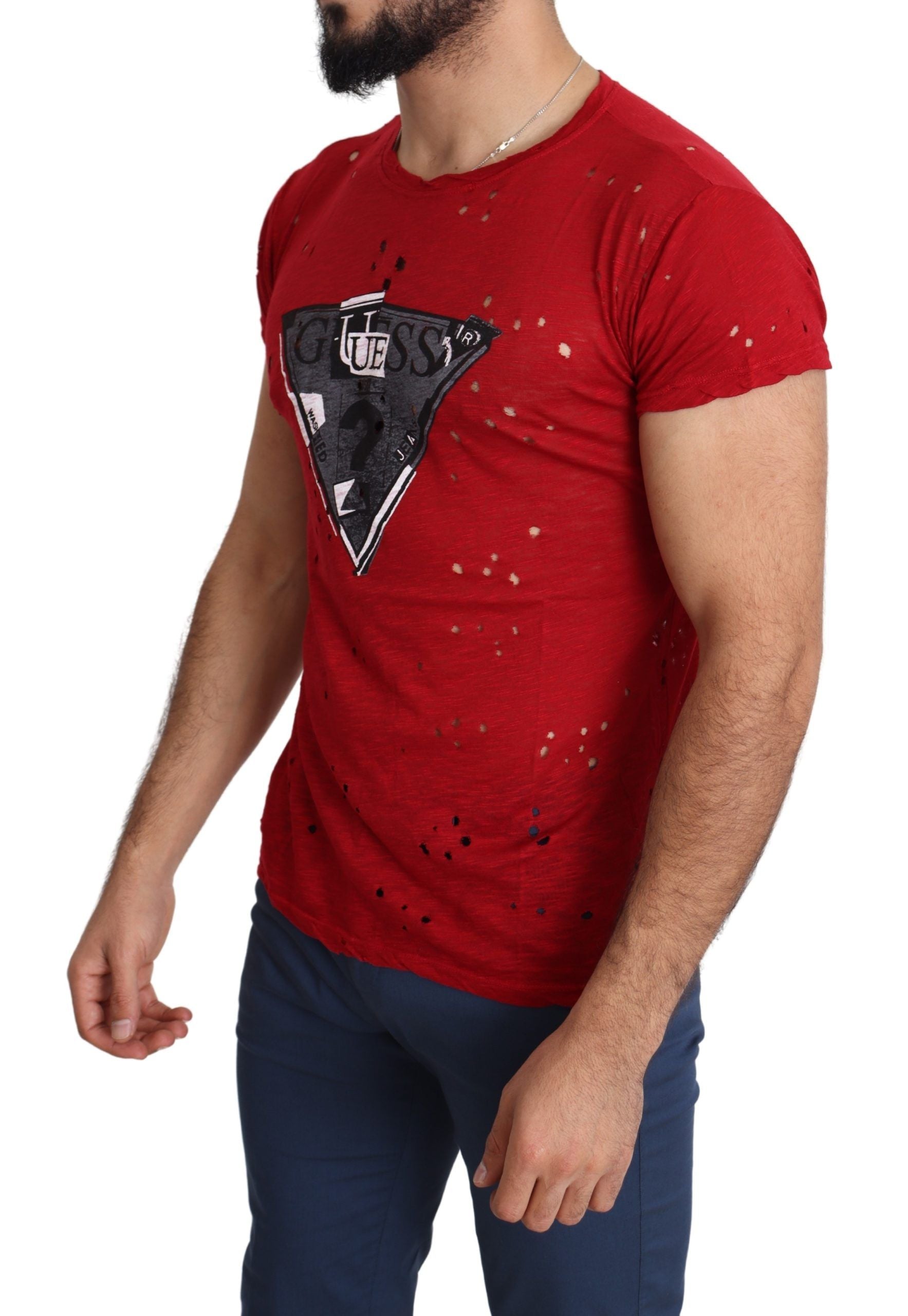 Guess Radiant Red Cotton Tee Perfect For Everyday Style - Ora And Co.