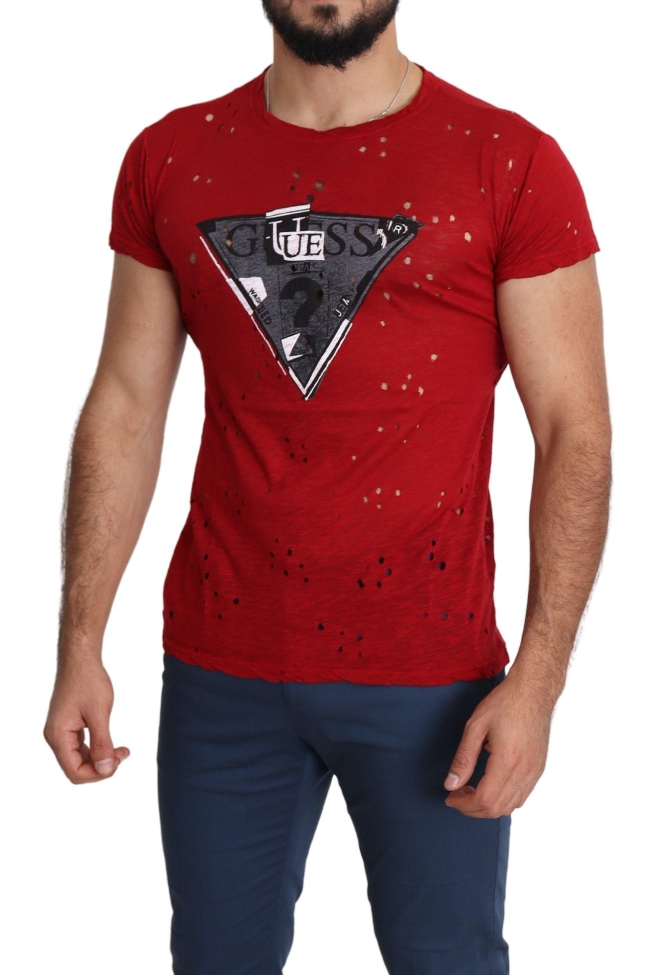 Guess Radiant Red Cotton Tee Perfect For Everyday Style - Ora And Co.