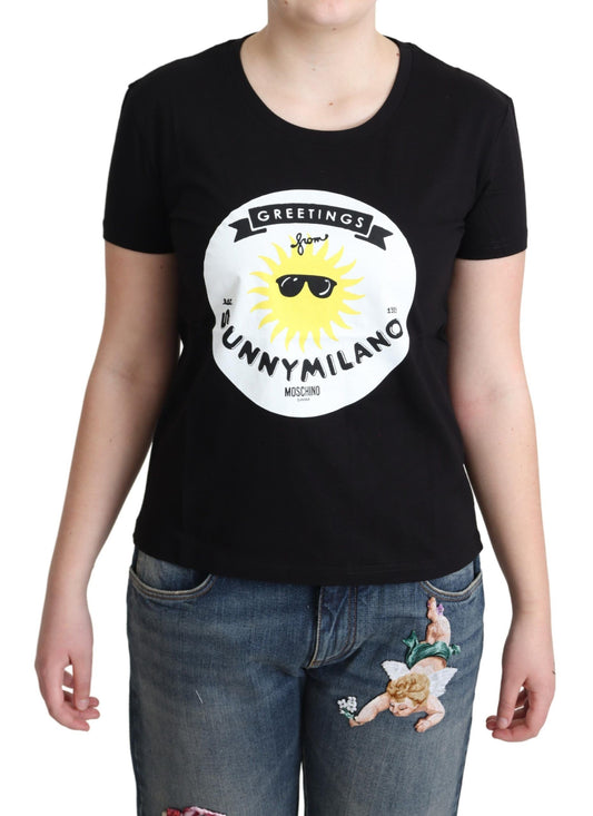 Chic Moschino Cotton Tee with Milano Print - Ora And Co.