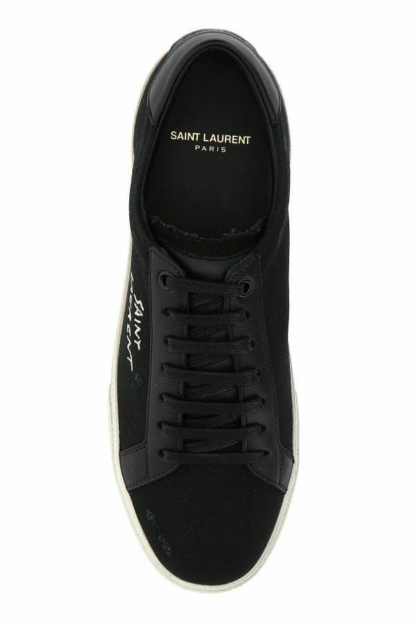 Saint Laurent Sleek Black Canvas & Leather Low-Top Sneakers - Ora And Co.