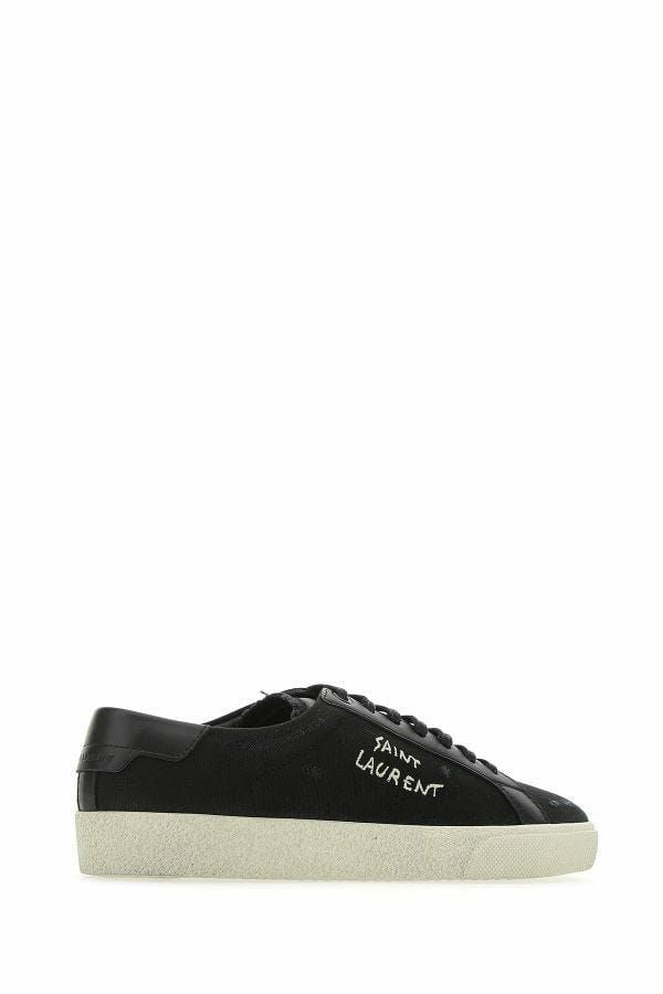 Saint Laurent Sleek Black Canvas & Leather Low-Top Sneakers - Ora And Co.