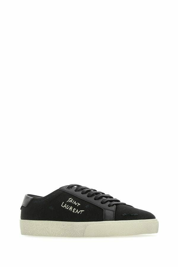 Saint Laurent Sleek Black Canvas & Leather Low-Top Sneakers - Ora And Co.