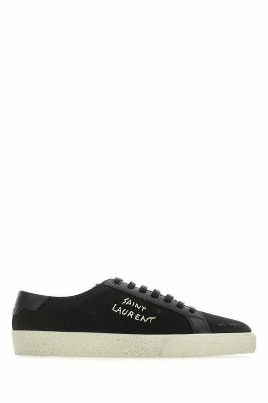 Saint Laurent Sleek Black Canvas & Leather Low-Top Sneakers - Ora And Co.