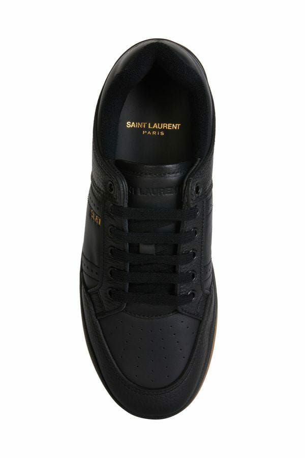 Saint Laurent Elegant Black Low-Top Leather Sneakers - Ora And Co.