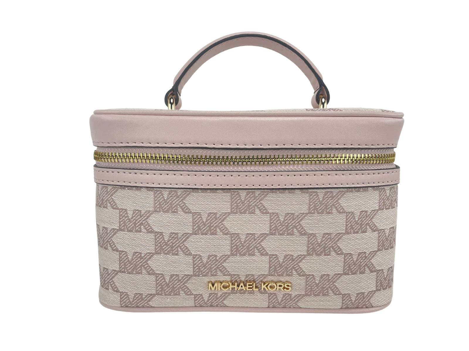 Michael Kors Jet Set Medium Powder Blush Jacquard Canvas Zip Trunk Crossbody Bag - Ora And Co.