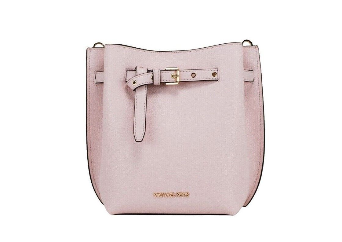 Michael Kors Emilia Small Powder Blush Pebble Leather Bucket Messenger Handbag - Ora And Co.