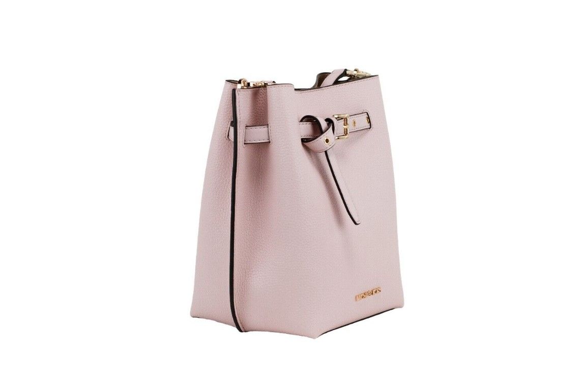 Michael Kors Emilia Small Powder Blush Pebble Leather Bucket Messenger Handbag - Ora And Co.