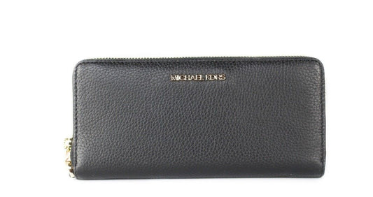 Michael Kors Jet Set Travel Large Black Pebble Leather Continental Wrist Wallet - Ora And Co.