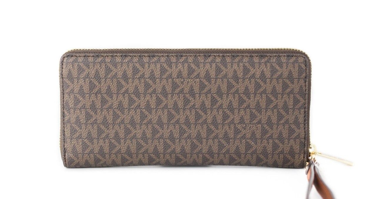 Michael Kors Jet Set Travel Large Brown Signature Continental Wristlet Wallet - Ora And Co.