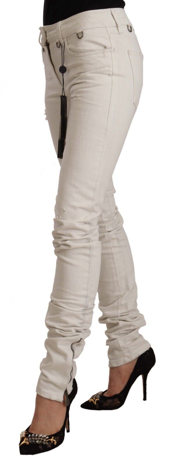 Karl Lagerfeld Chic White Mid-Waist Slim Fit Jeans - Ora And Co.