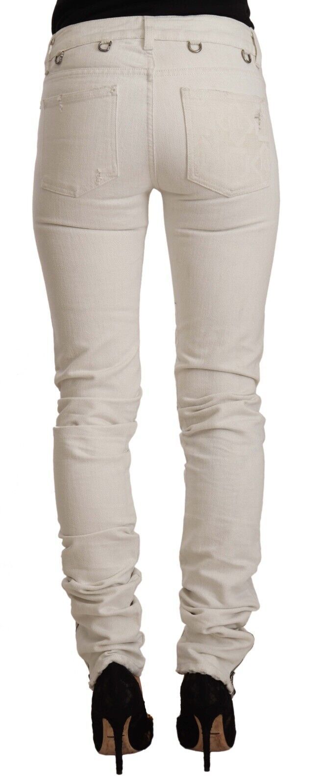 Karl Lagerfeld Chic White Mid-Waist Slim Fit Jeans - Ora And Co.