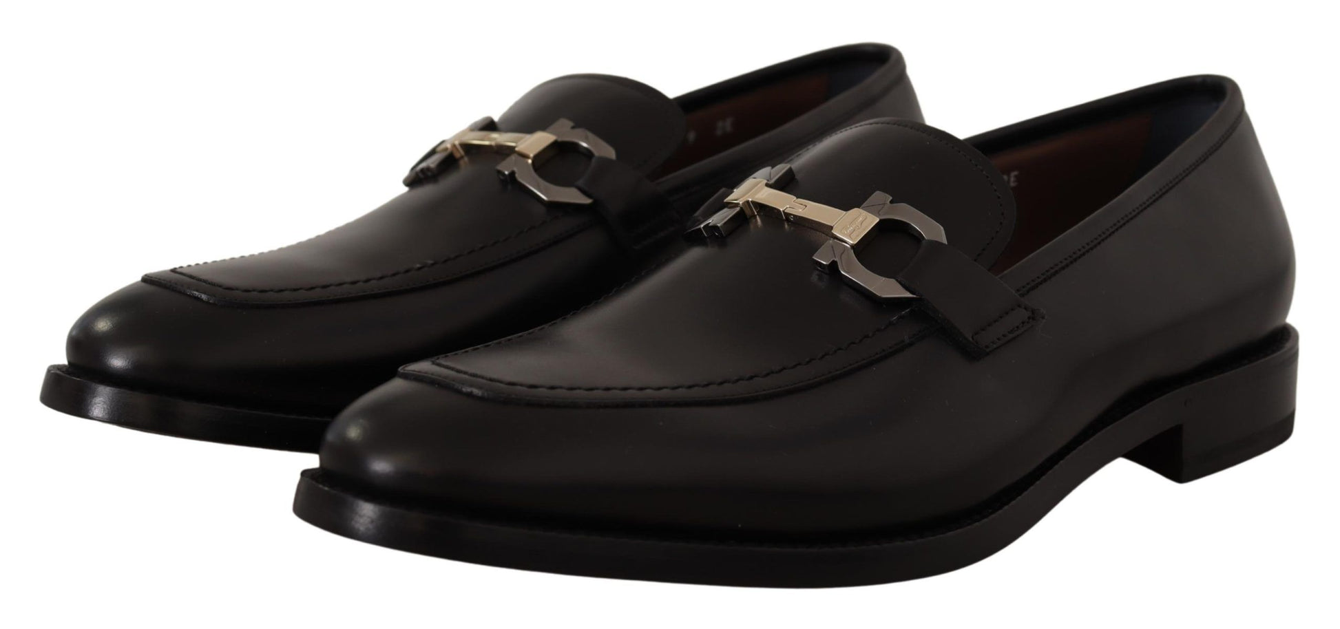 Salvatore Ferragamo Suave Black Leather Gancio Bit Loafers - Ora And Co.