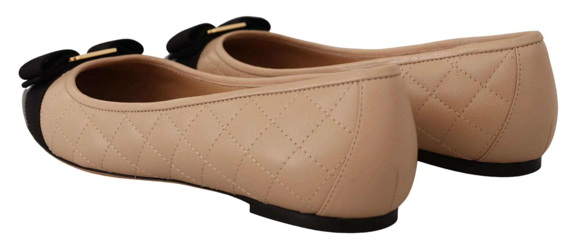 Salvatore Ferragamo Elegant Quilted Leather Flats - Chic Dual-Tone Design - Ora And Co.