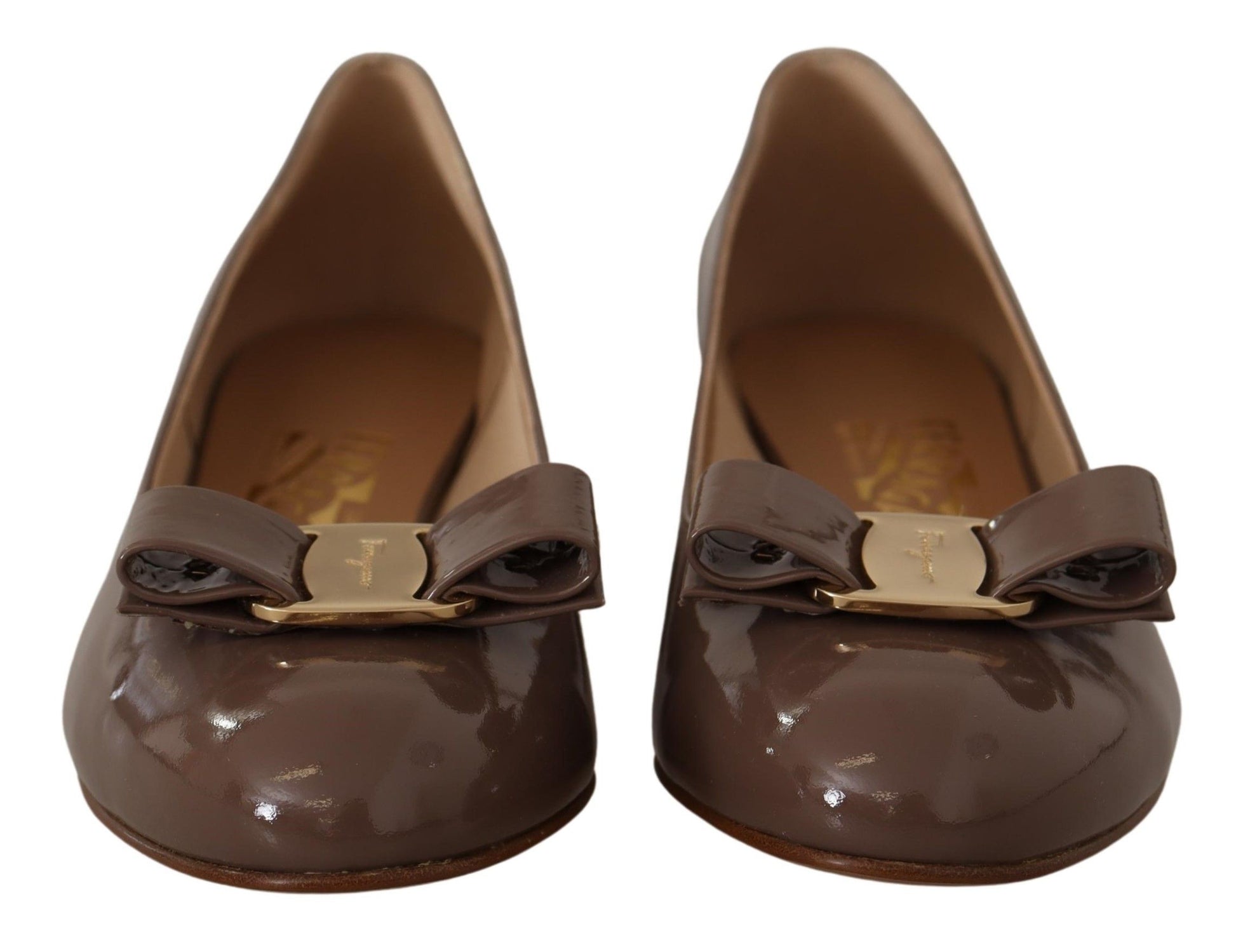 Salvatore Ferragamo Elegant Caraway Brown Pumps with Vara Bow - Ora And Co.