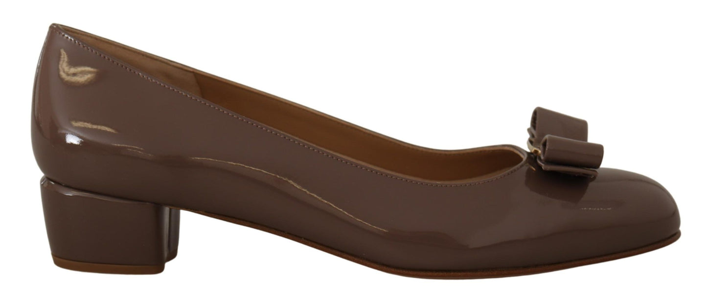 Salvatore Ferragamo Elegant Caraway Brown Pumps with Vara Bow - Ora And Co.