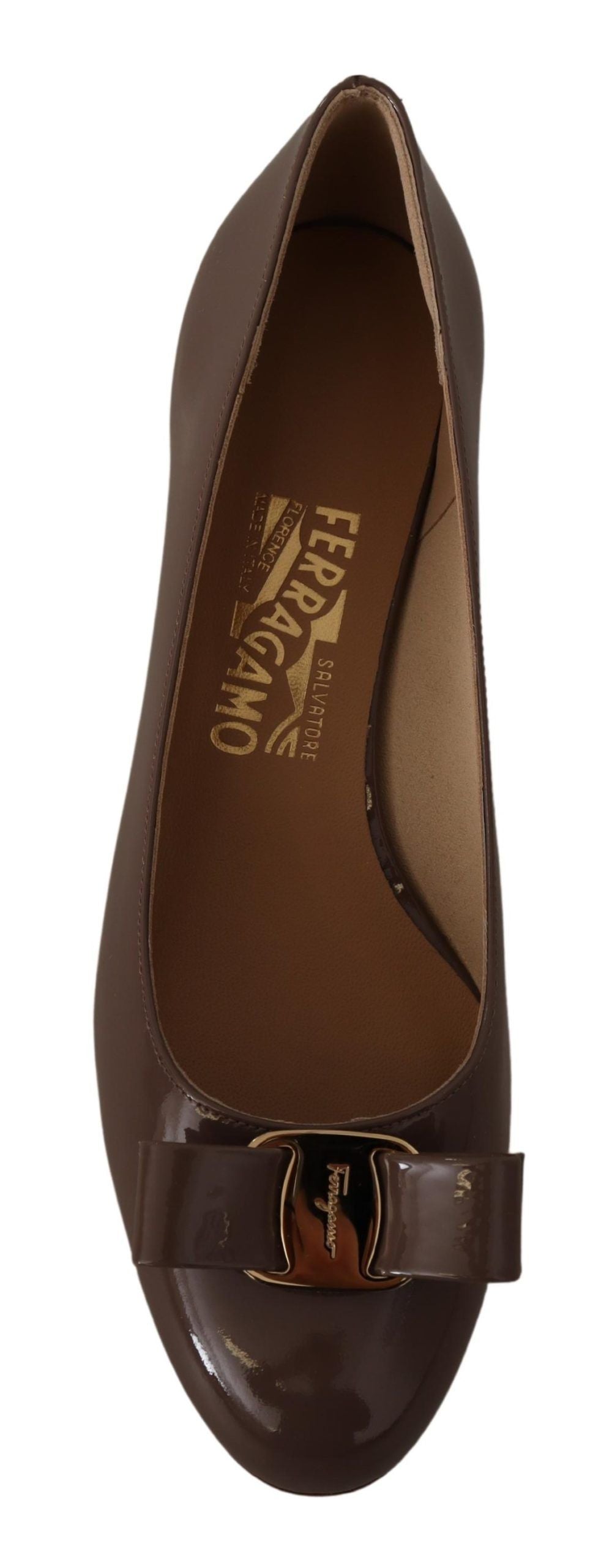 Salvatore Ferragamo Elegant Caraway Brown Pumps with Vara Bow - Ora And Co.