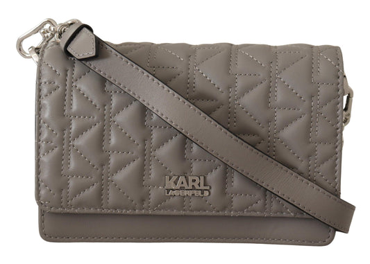 Karl Lagerfeld Elegant Grey Leather Crossbody Bag - Ora And Co.