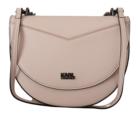 Karl Lagerfeld Elegant Mauve Light Pink Leather Shoulder Bag - Ora And Co.