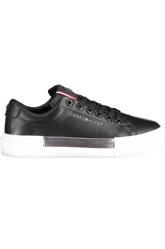 Tommy Hilfiger Black Leather Women Sneaker - Ora And Co.