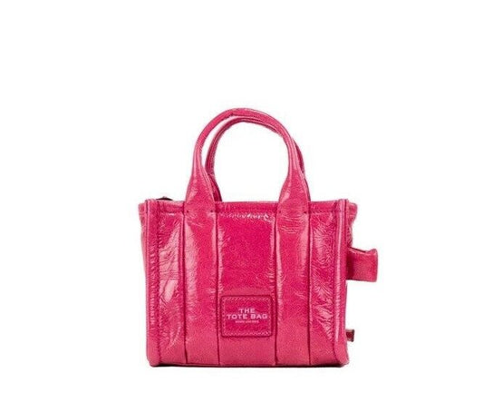 Marc Jacobs The Shiny Crinkle Micro Tote Magenta Leather Crossbody Bag Handbag - Ora And Co.