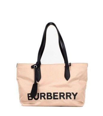 Burberry Small Rose Beige Logo Branded Econyl Nylon Tote Shoulder Handbag Purse - Ora And Co.