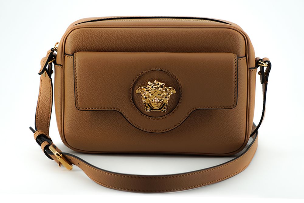 Versace Elegant Brown Leather Camera Case Shoulder Bag - Ora And Co.