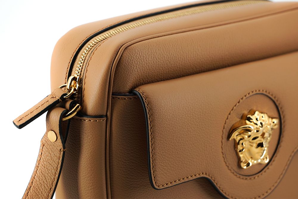 Versace Elegant Brown Leather Camera Case Shoulder Bag - Ora And Co.