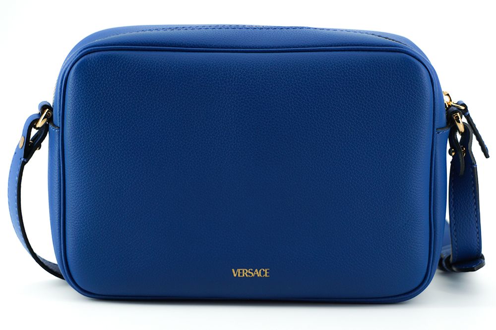 Versace Elegant Blue Calf Leather Camera Case Bag - Ora And Co.