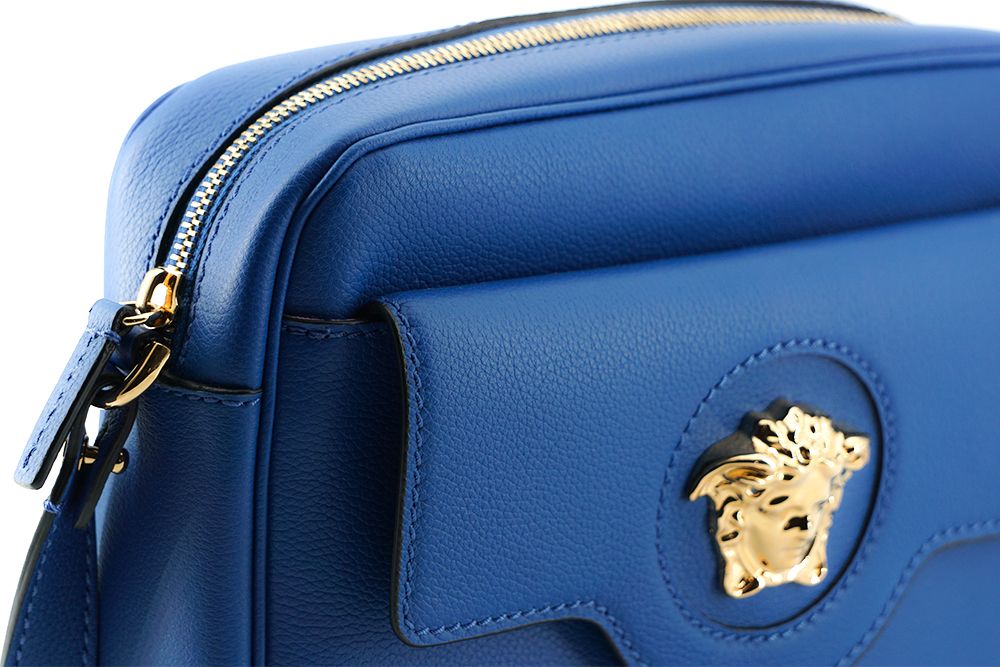 Versace Elegant Blue Calf Leather Camera Case Bag - Ora And Co.