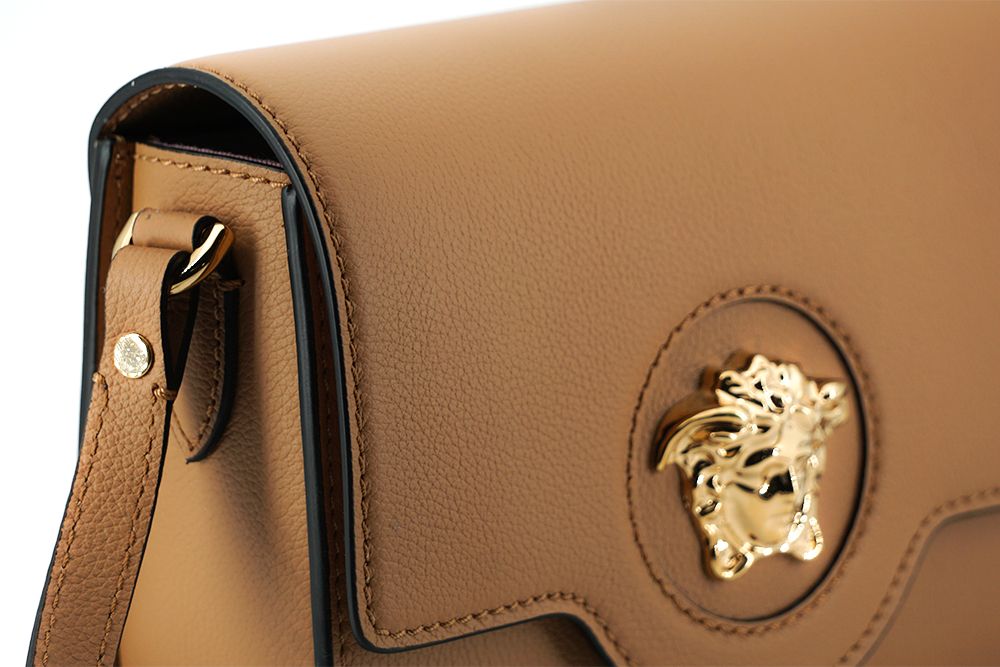 Versace Elegant Calf Leather Shoulder Bag in Brown - Ora And Co.