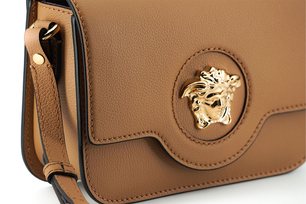 Versace Elegant Calf Leather Shoulder Bag in Brown - Ora And Co.