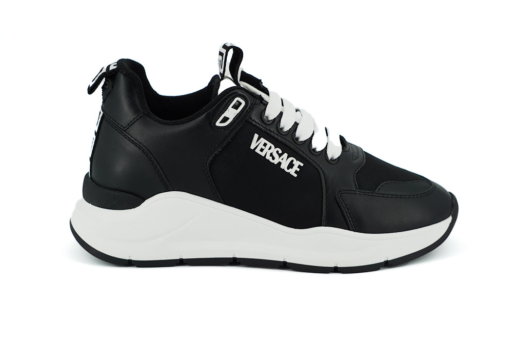 Versace Elegant Monochrome Leather Sneakers - Ora And Co.