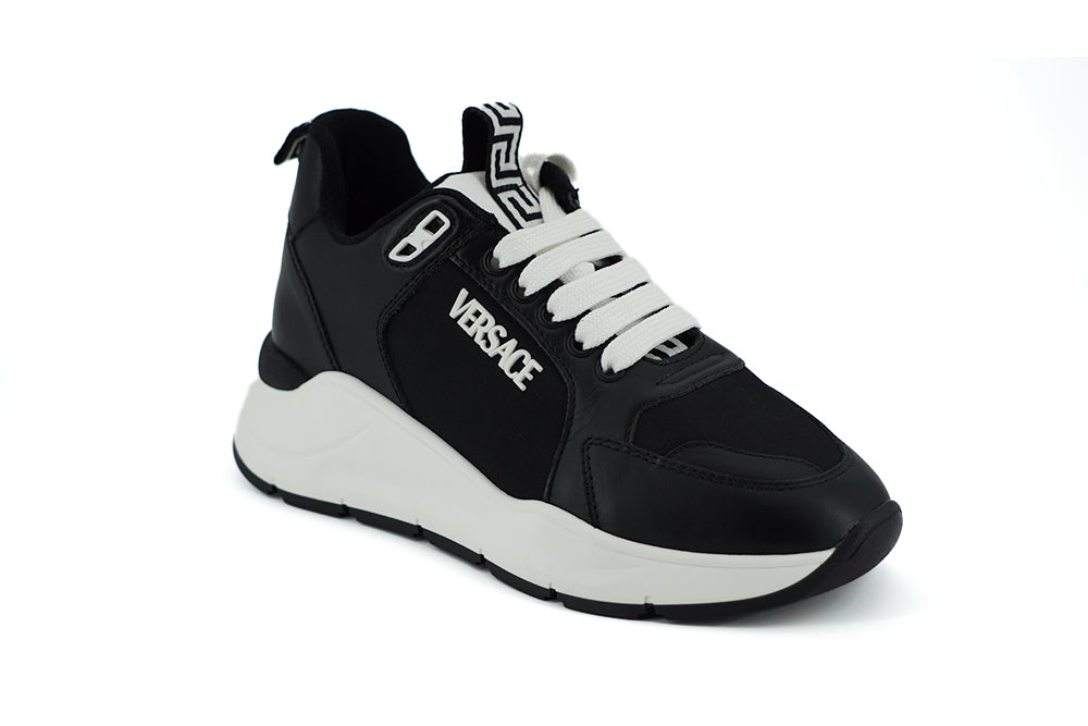 Versace Elegant Monochrome Leather Sneakers - Ora And Co.