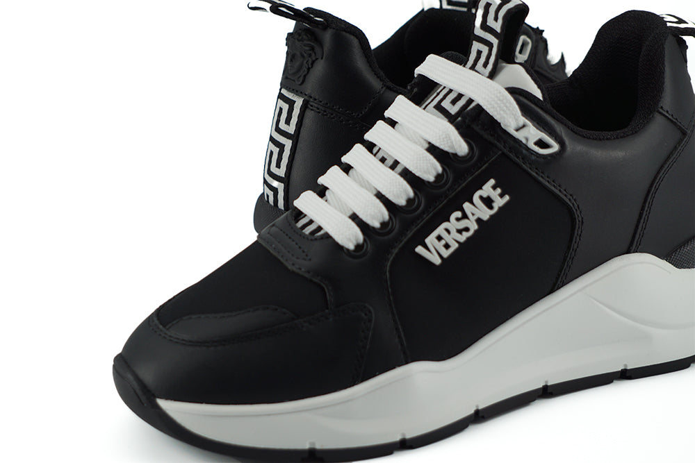 Versace Elegant Monochrome Leather Sneakers - Ora And Co.