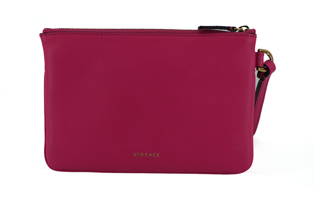 Versace Elegant Pink Leather Pouch Clutch - Ora And Co.