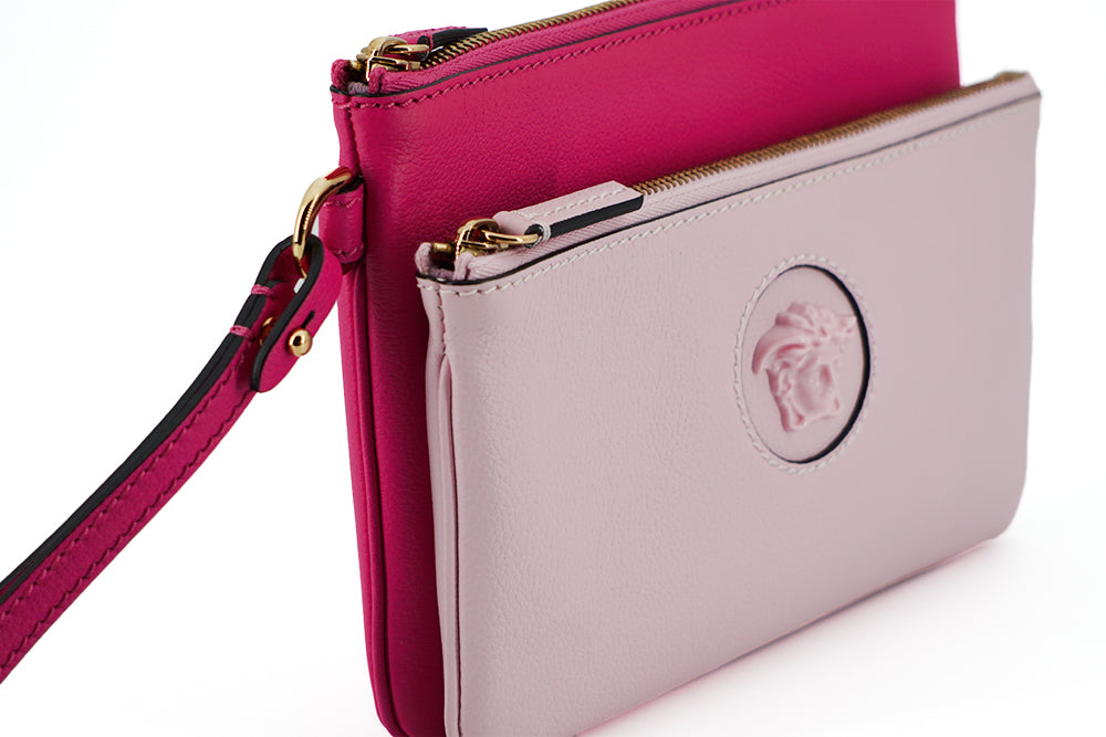 Versace Elegant Pink Leather Pouch Clutch - Ora And Co.