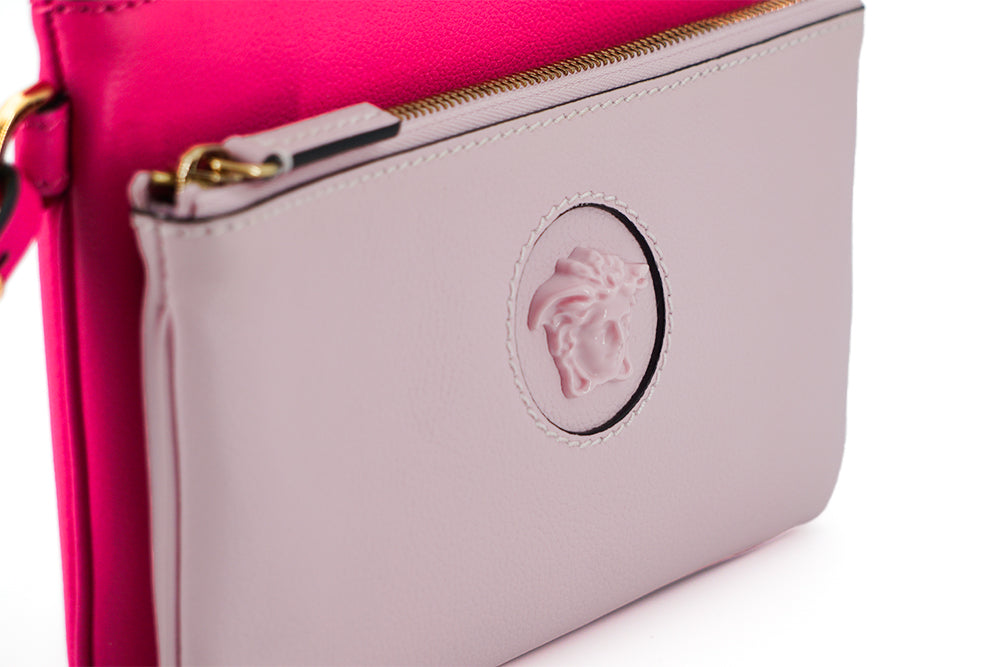 Versace Elegant Pink Leather Pouch Clutch - Ora And Co.