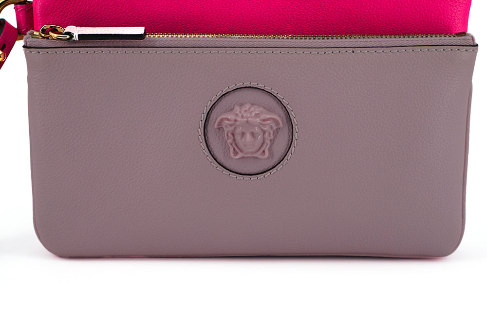 Versace Elegant Pink Leather Pouch Clutch - Ora And Co.