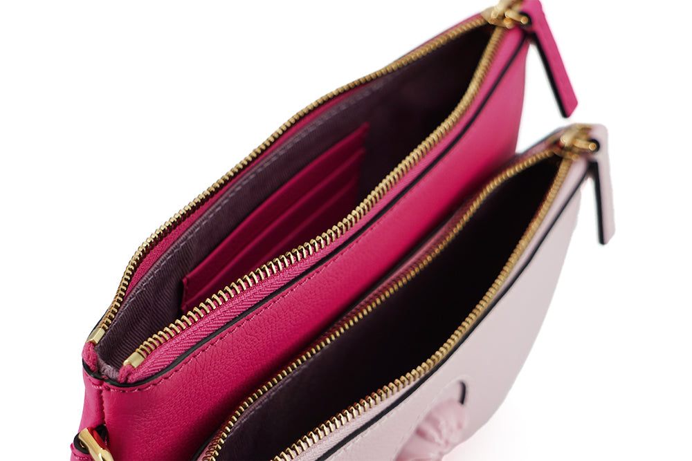 Versace Elegant Pink Leather Pouch Clutch - Ora And Co.