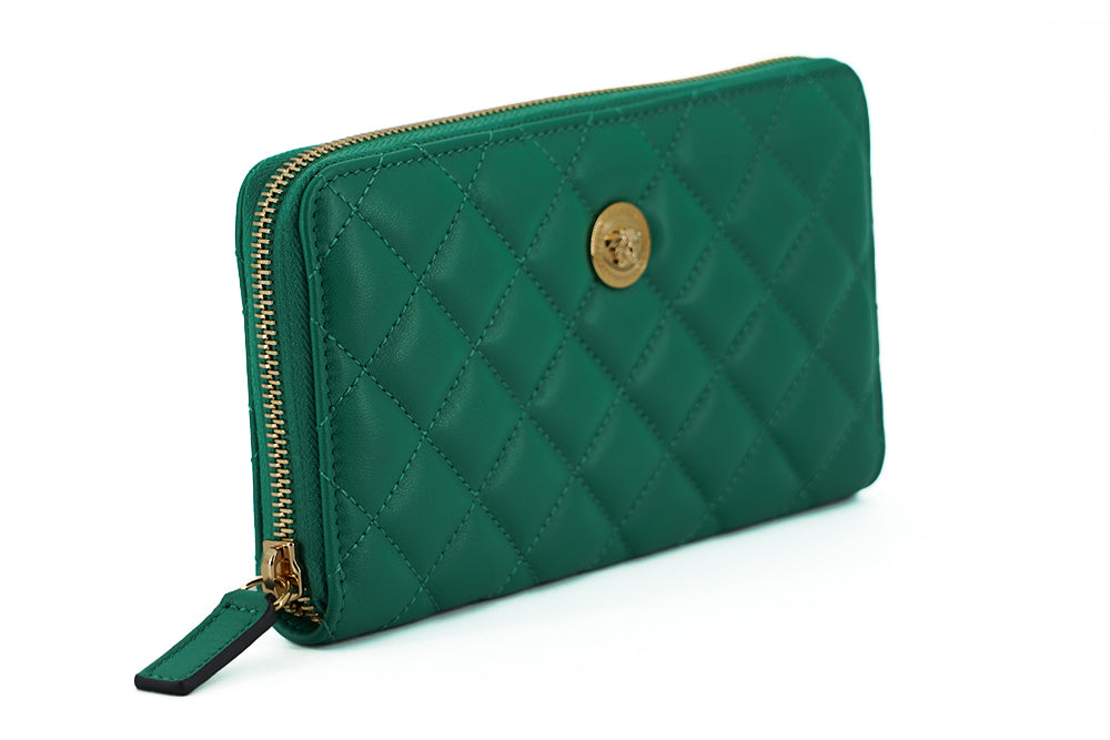 Versace Elegant Quilted Leather Zip Wallet - Ora And Co.