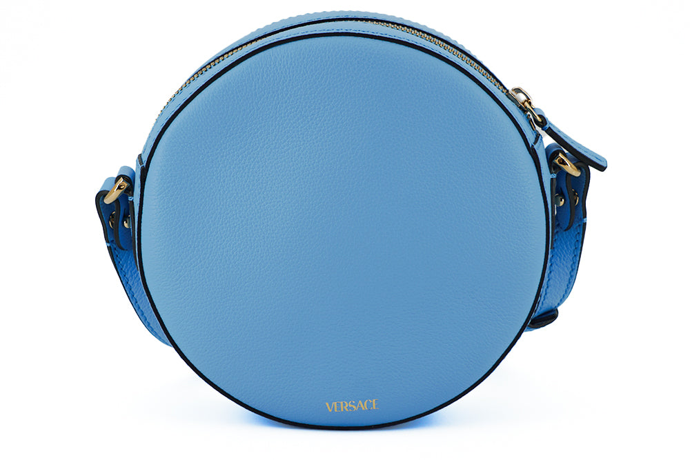 Versace Chic Blue Leather Round Shoulder Bag - Ora And Co.