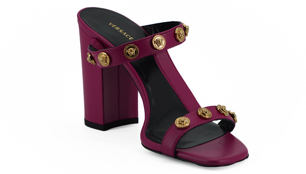 Versace Elegant Purple Calf Leather High Sandals - Ora And Co.