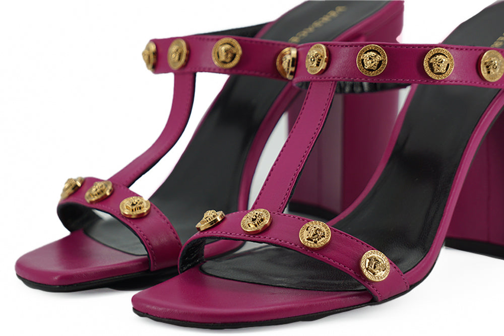 Versace Elegant Purple Calf Leather High Sandals - Ora And Co.