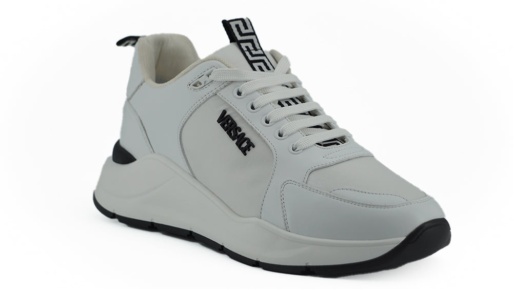 Versace Sleek White Calf Leather Sneakers - Ora And Co.