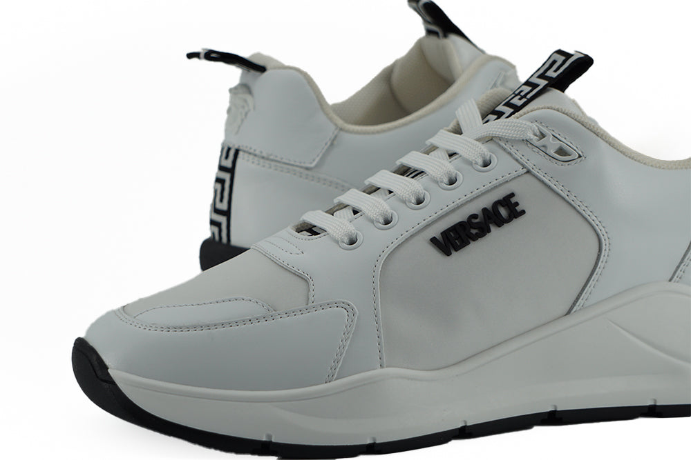 Versace Sleek White Calf Leather Sneakers - Ora And Co.