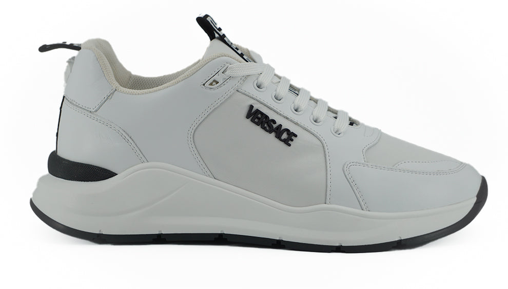 Versace Sleek White Calf Leather Sneakers - Ora And Co.