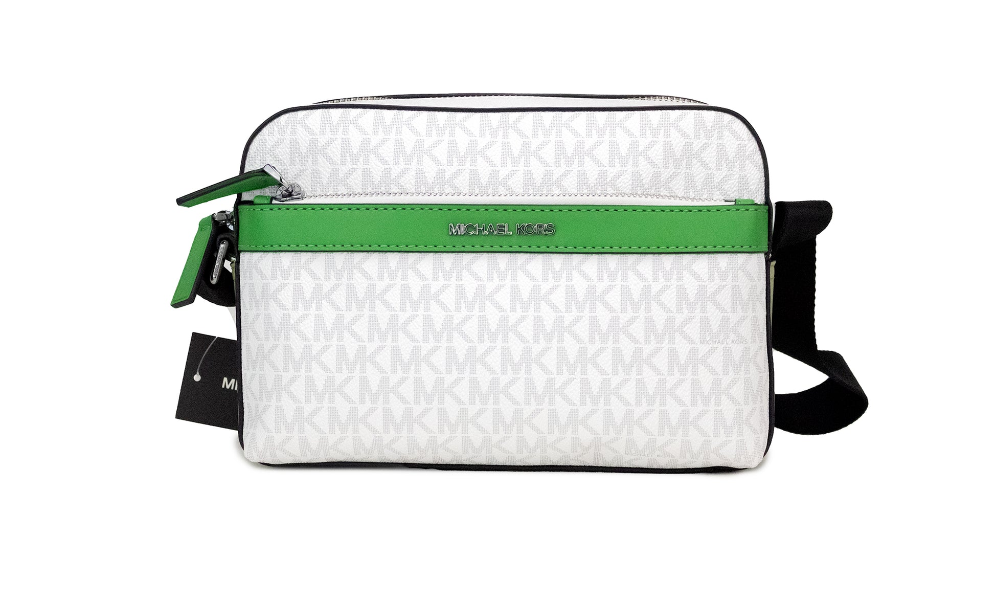 Michael Kors Cooper Small Bright White Palm Signature PVC Utility Crossbody Bag - Ora And Co.