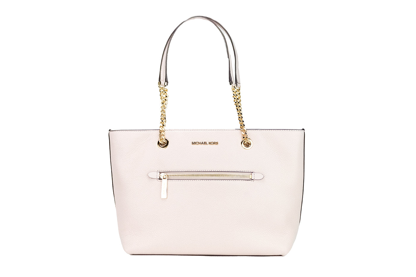 Michael Kors Jet Set Medium Powder Blush Leather Front Zip Chain Tote Bag Purse - Ora And Co.