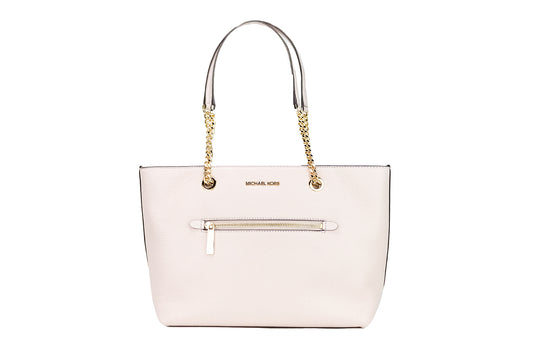 Michael Kors Jet Set Medium Powder Blush Leather Front Zip Chain Tote Bag Purse - Ora And Co.